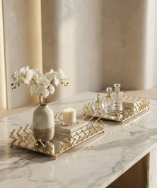 ZEYVE RECTANGULAR TRAY WITH BALL BEARING, SET OF 2, 32x22-37x27cm.